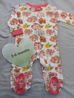 Burt's Bees Baby - Organic Cotton - Pink and Yellow Floral Onesie Footie sleeper